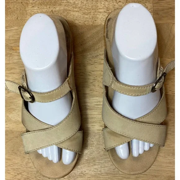 Dansko Women’s Size 40/US 9.5 Ivory Leather Cross Strap ‘Sela’ Slide Sandals - Picture 7 of 14